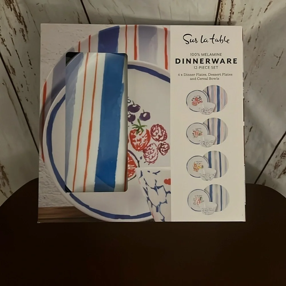 Sur La Table 12-Pc. Melamine Dinnerware Set |‎ NWT